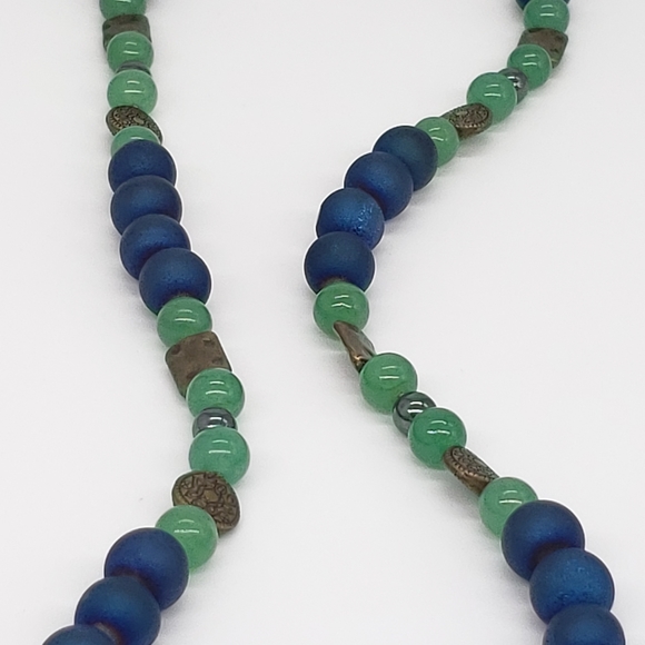 Blue Sedona Druzy, Aventurine, Bead Boho Necklace - Picture 12 of 12